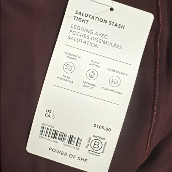 Athleta SALUTATION STASH HIGH RISE LEGGING // Spiced Cabernet #599749 - Picture 12 of 16